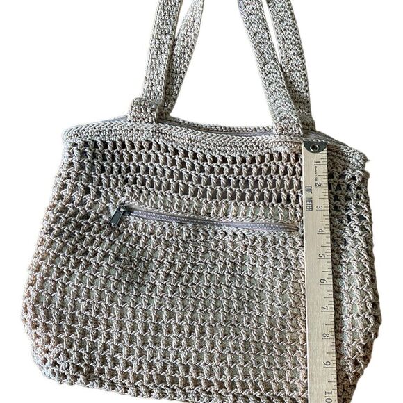 The SAK Tan & Gold Crochet ZIp Inner & Outer Pockets Shoulder bag - Picture 14 of 16